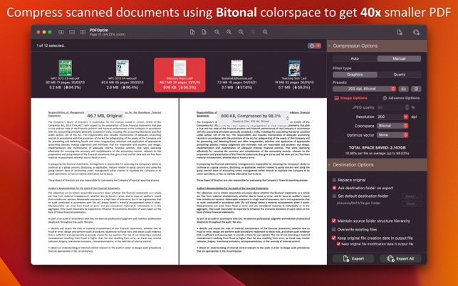 PDFOptim - ภาพหน้าจอโปรแกรมบีบอัดไฟล์ PDF