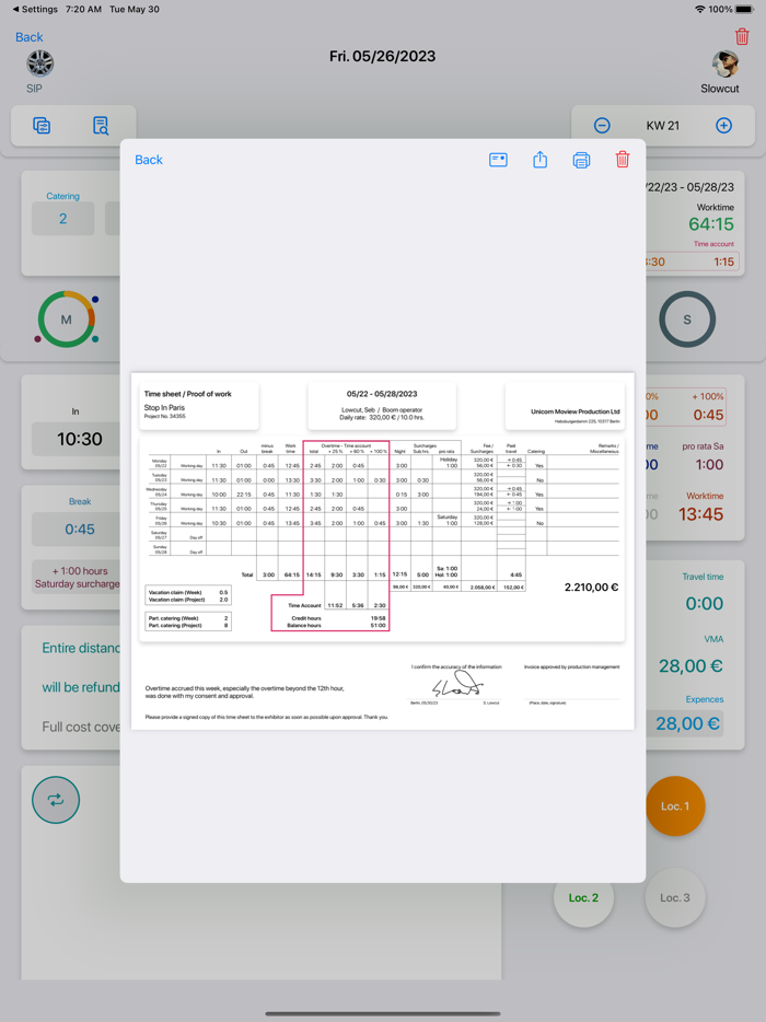 Dreharbeit - Überstunden