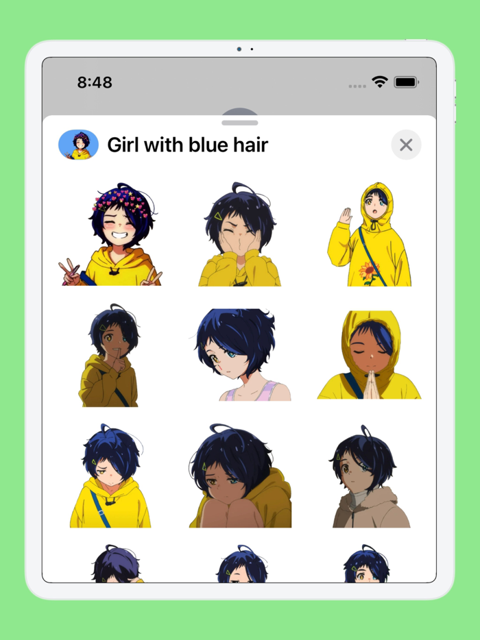 Girl with blue hair Stickers