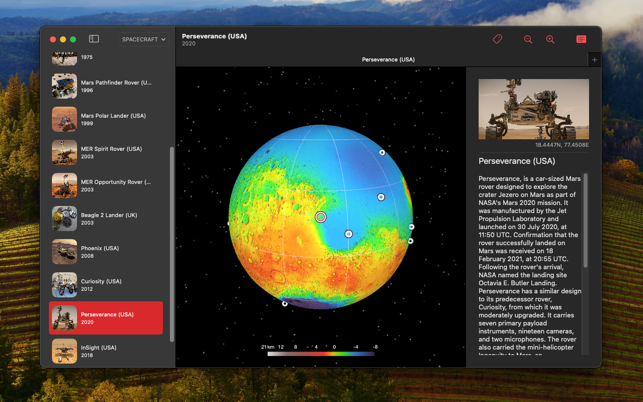 ‎Mars Bilgileri Ekran Görüntüsü