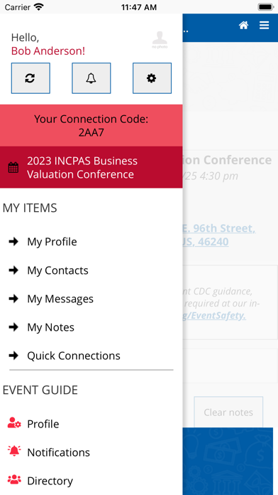 Indiana CPA Society Events Screenshot