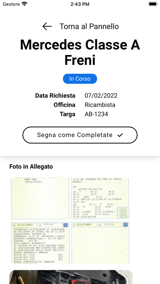 #2. GarageText Dashboard (iOS) Por: Ai Parts srl
