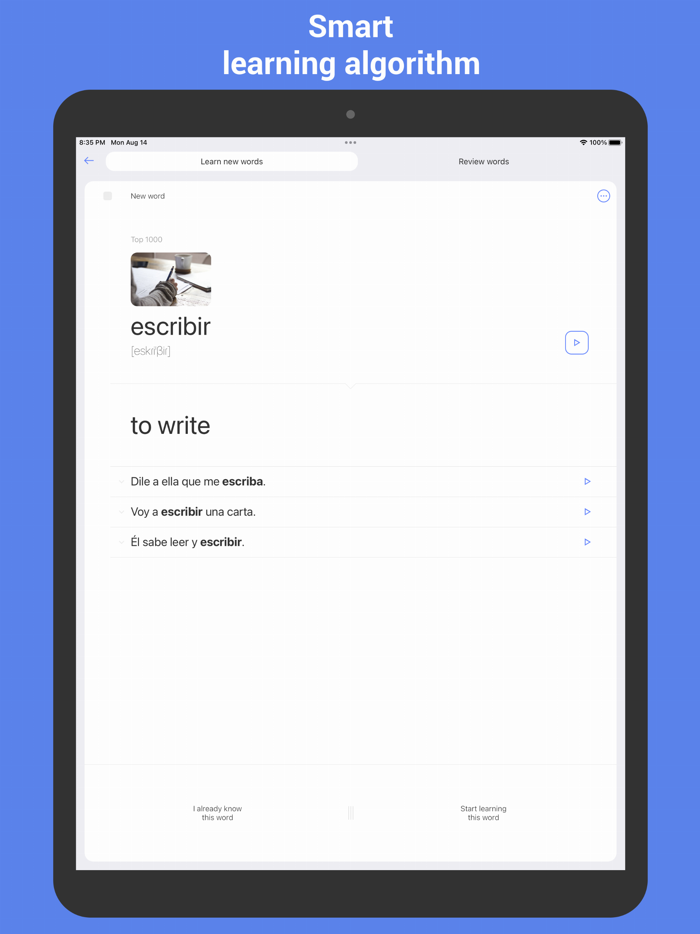 Learn Spanish with flashcards