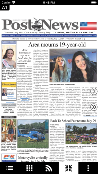 Kankakee Valley Post News Screenshot