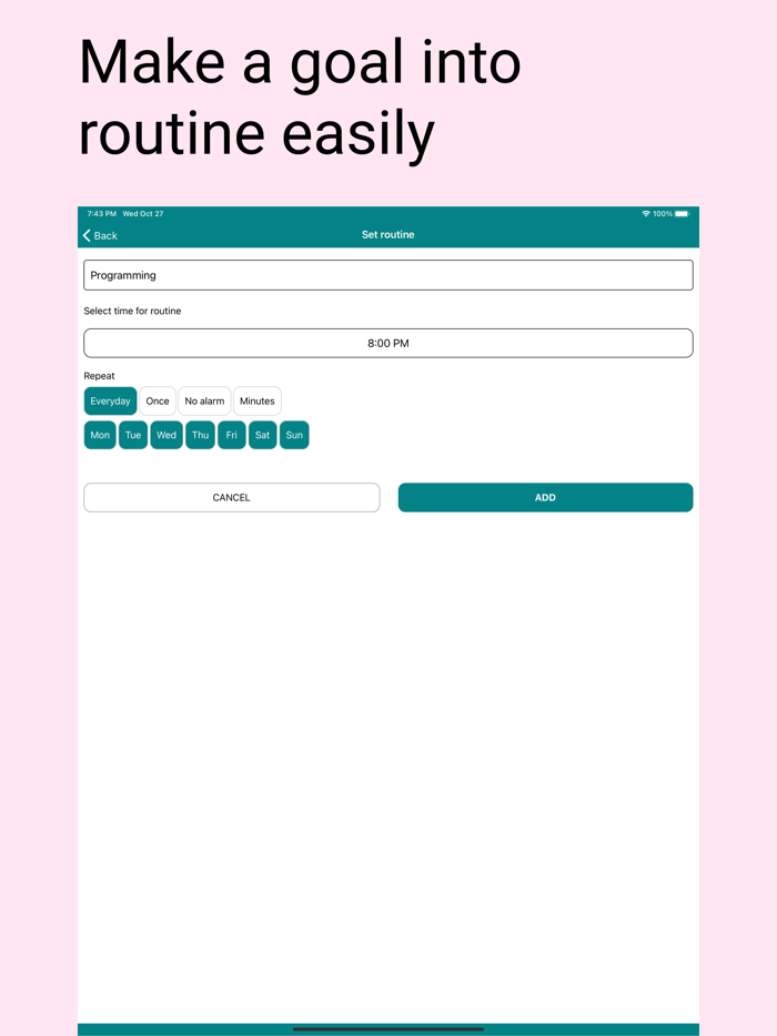 Goal notes - Goal time routine