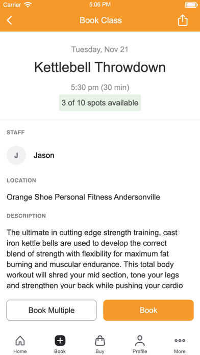 Orange Shoe Personal Fitness Screenshot