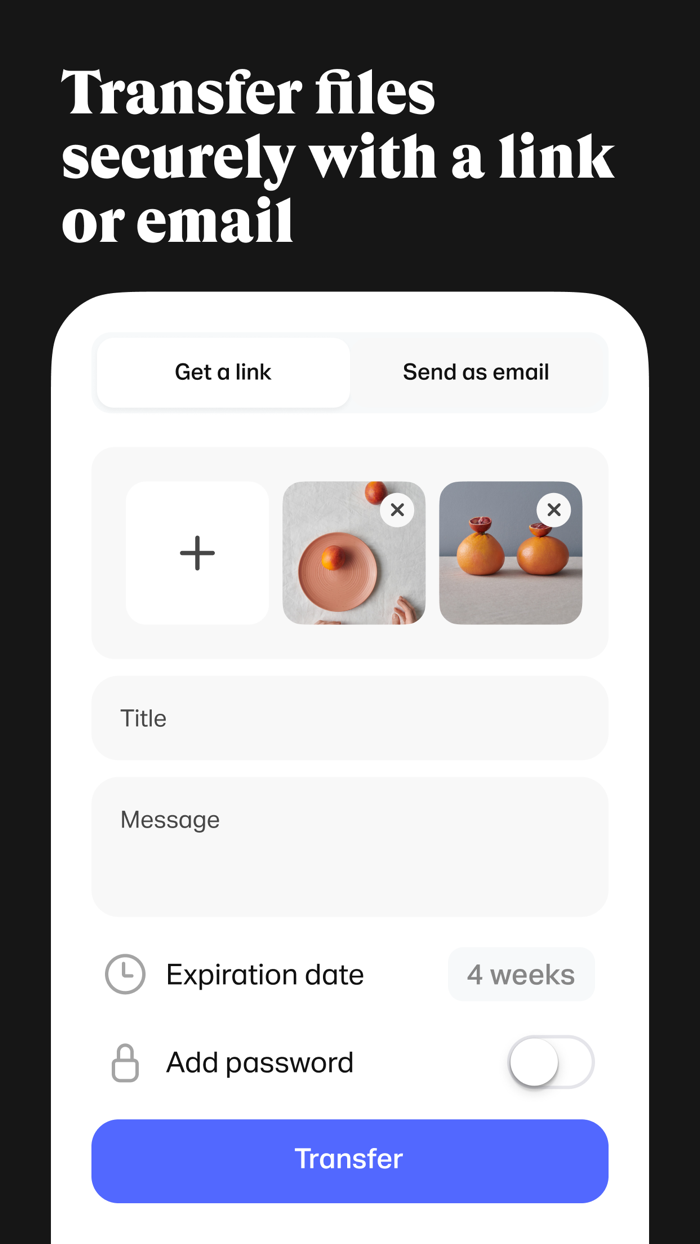 WeTransfer Transfer Files