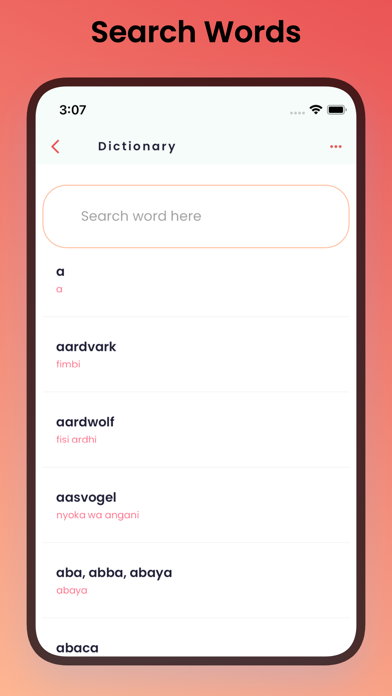 Swahili-English Learning App Screenshot
