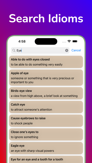 Idioms and Phrases. Screenshot