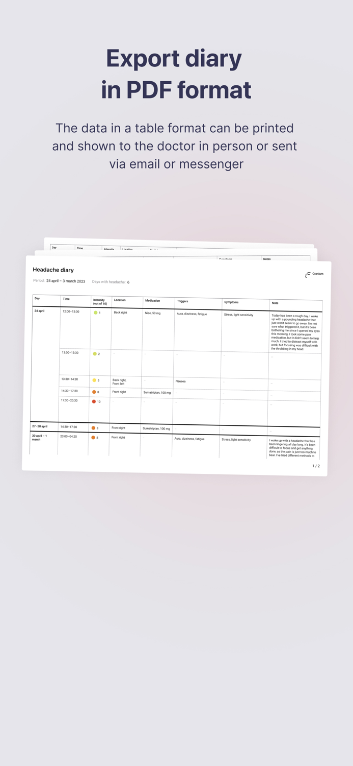 Cranium Headache Diary