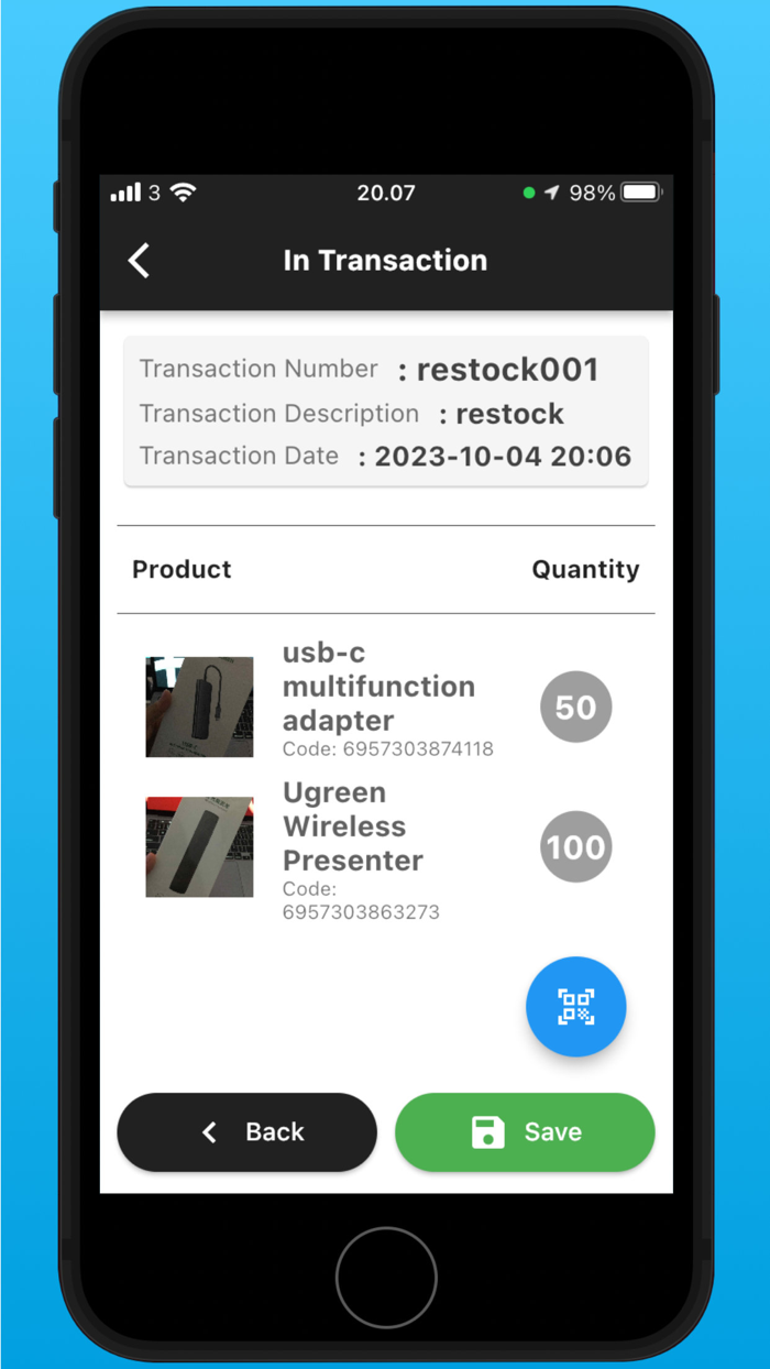 QR Scanner and Stock App