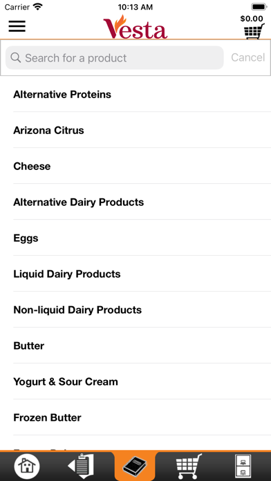 Vesta Foodservice Checkout Screenshot