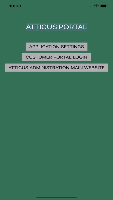 Atticus Admin. Customer Portal Screenshot