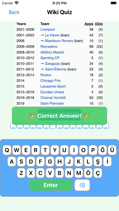 Wiki Football Quiz Screenshot