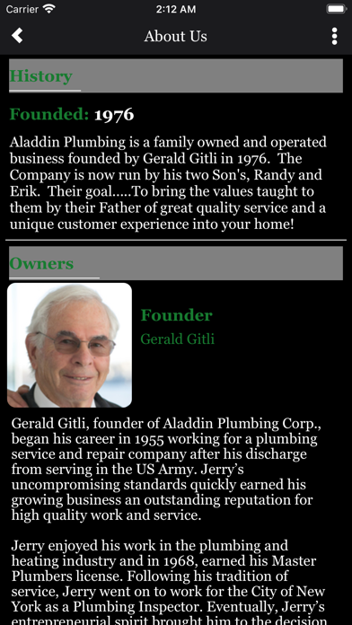 Screenshot 1 of Aladdin Plumbing Corp App
