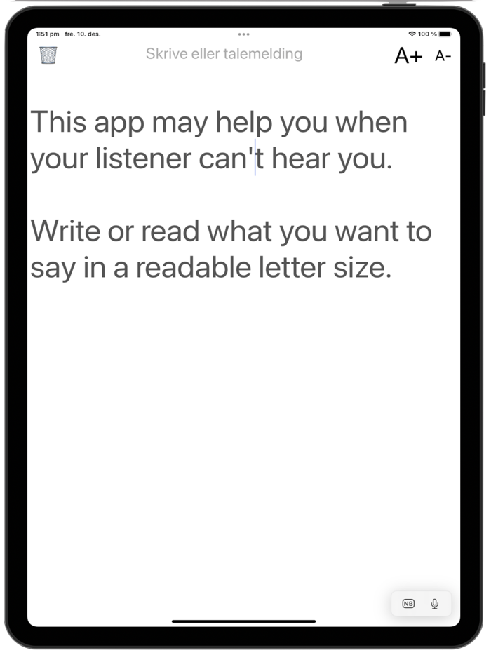 TextWriter for impaired people