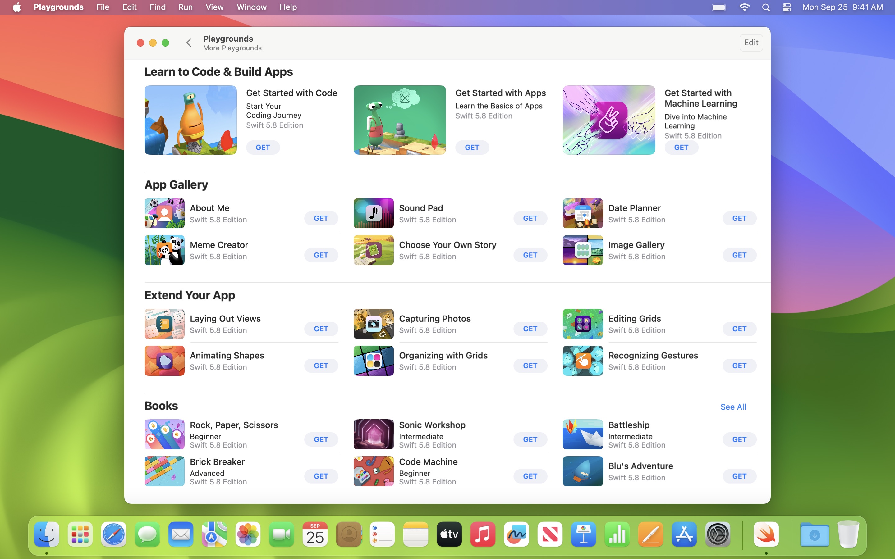 Screenshot do app Swift Playgrounds