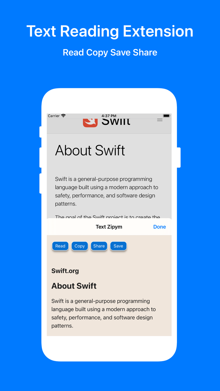 Text Zipym Reading Extension