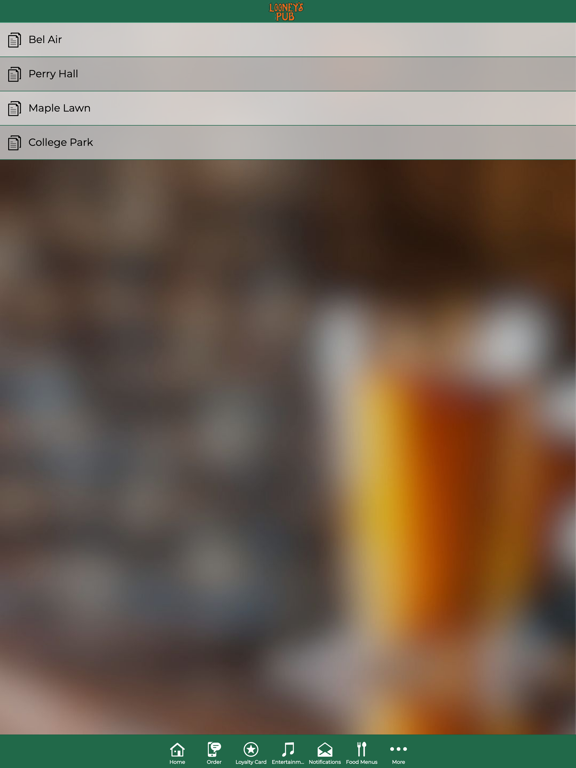 Looney's Pub iPad screenshot 5 - Food & Drink app