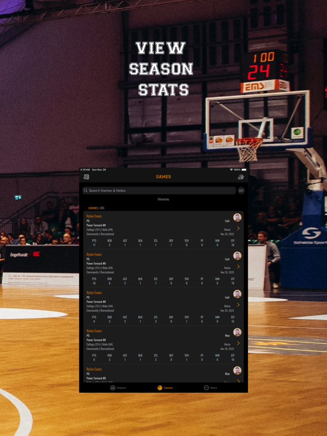 Basketball Simple Stats Keeper-skjermbilde