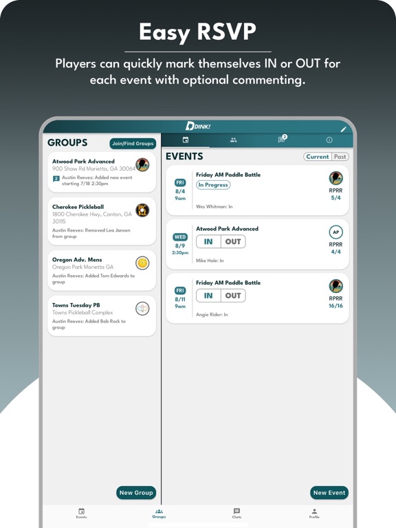Dink! Pickleball Round Robins iPad screenshot 3 - Sports app