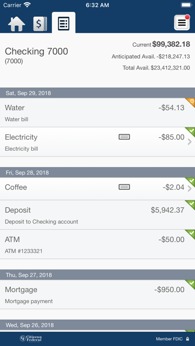 Citizens Federal S & L BIZ Screenshot