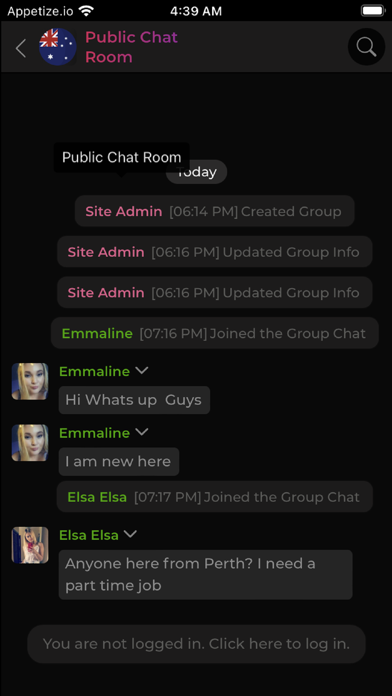 Australia Chat Room Screenshot