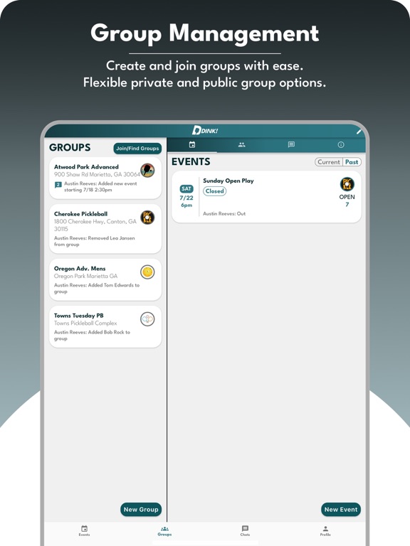 Dink! Pickleball Round Robins iPad screenshot 1 - Sports app