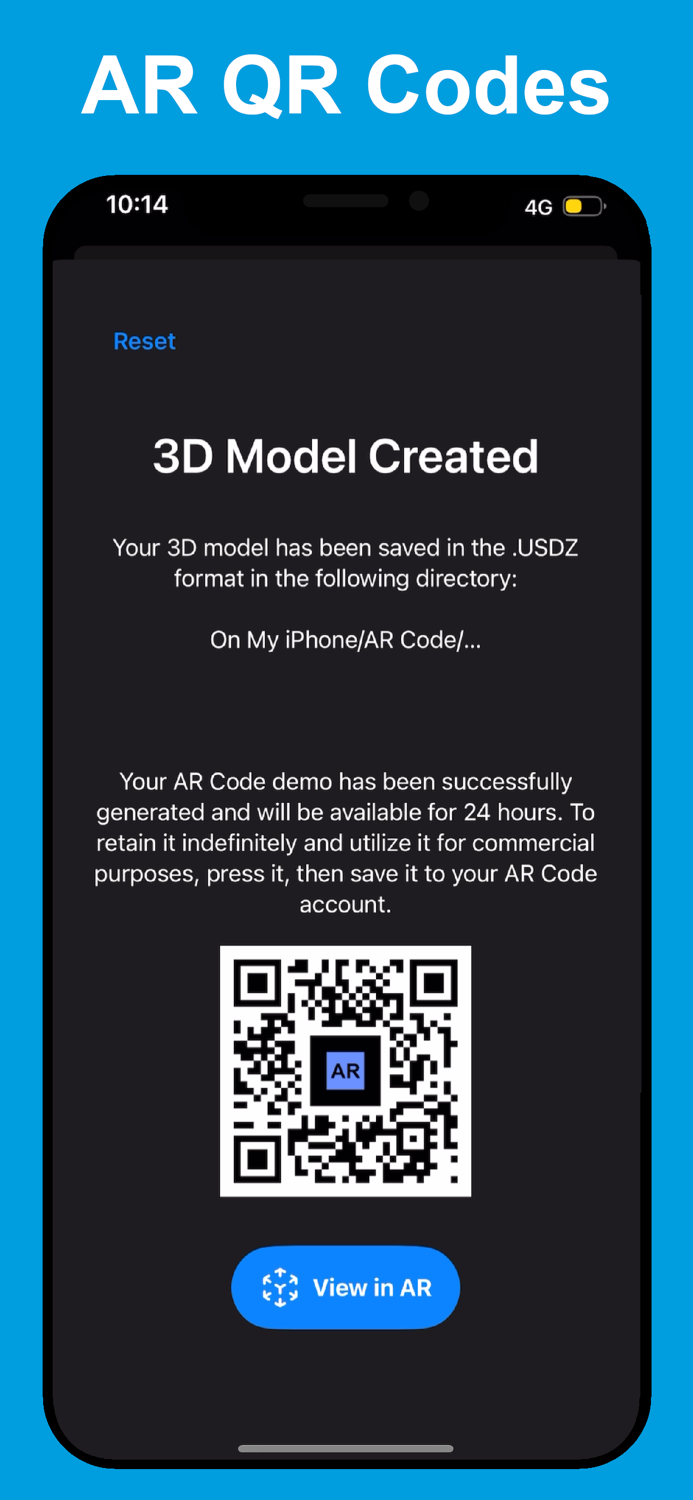 AR Code Object Capture 3D Scan