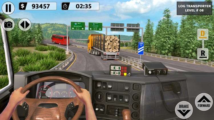 Log Transporter Truck Driving