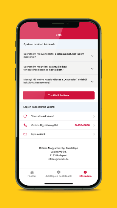 Cofidis Ügyfélkapu Screenshot