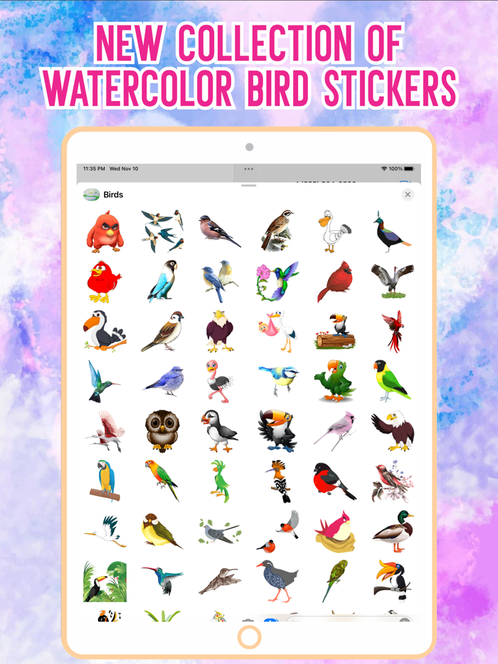 Watercolor Birds Stickers