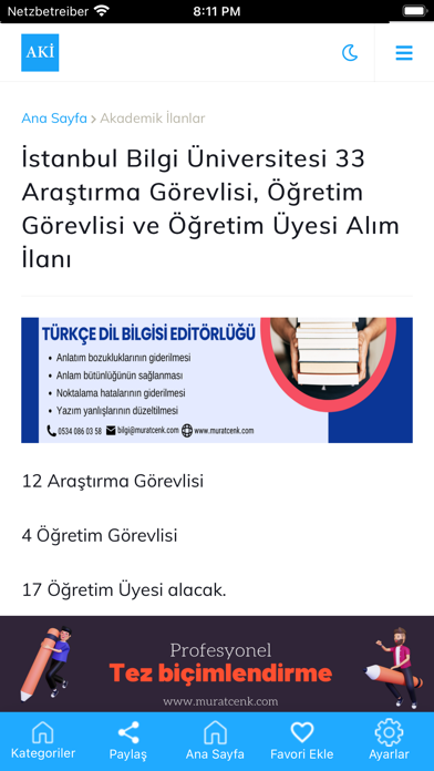 Akademik Kadro İlanları Screenshot
