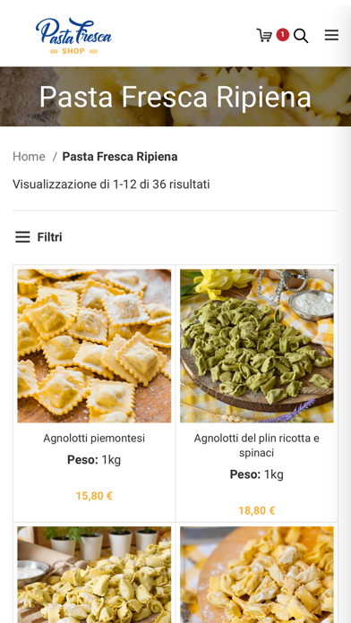 Pasta Fresca | Shop Screenshot