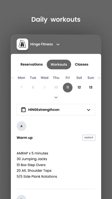 Hinge Fitness Screenshot