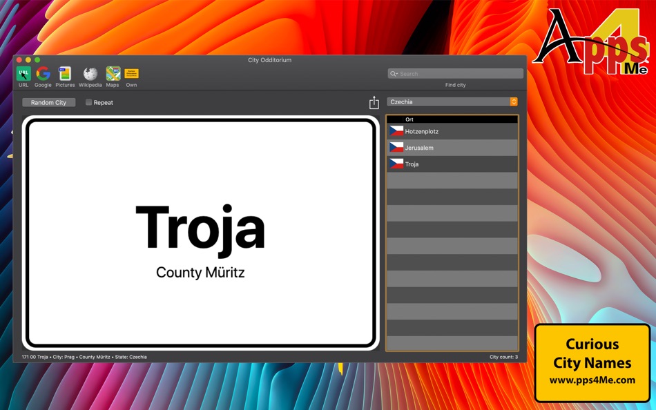 #5. Curious City Names (macOS) By: @pps4Me