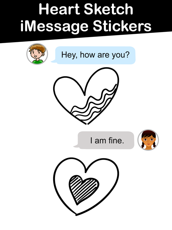 Heart Sketch iMessage Stickersのおすすめ画像2