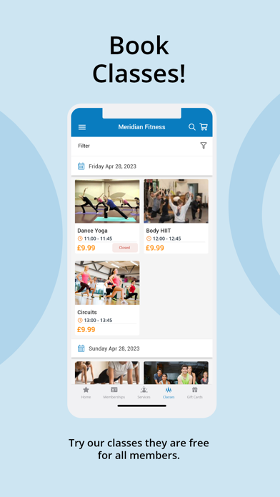 Meridian Fitness Screenshot