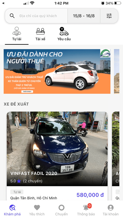 VIVUCAR - Ứng dụng thuê xe ôtô Screenshot