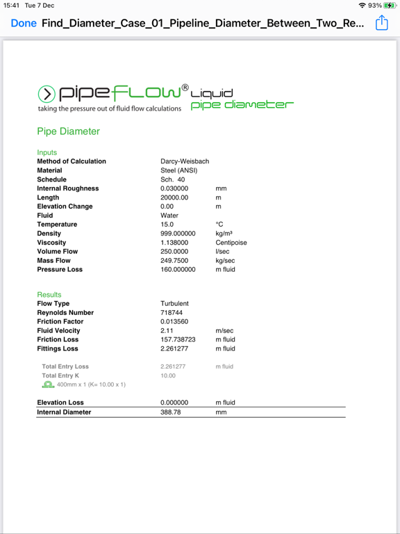 Pipe Flow Liquid Pipe Diameter iPad screenshot