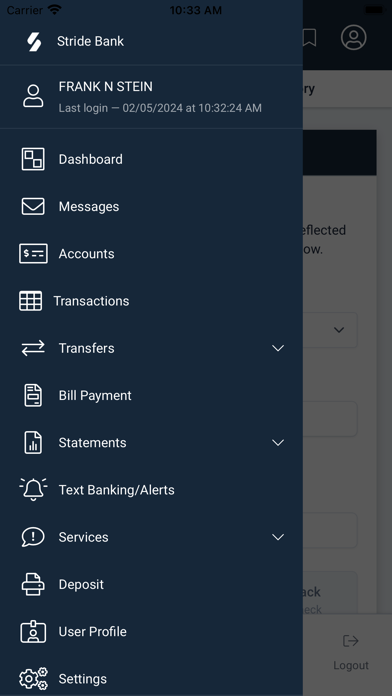 Stride-Mobile Banking Screenshot