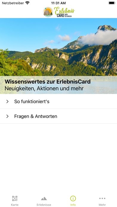 ErlebnisCard Oberösterreich Screenshot