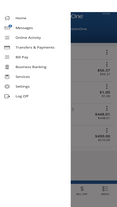 MountainOne Bank Mobile Screenshot