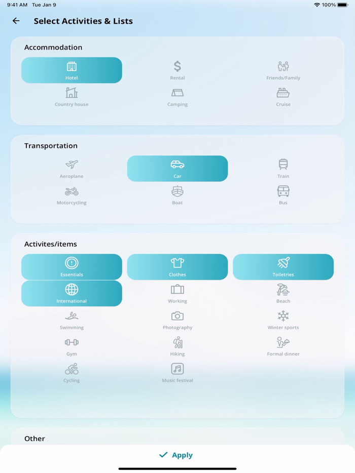 Packing List  Trip Planner