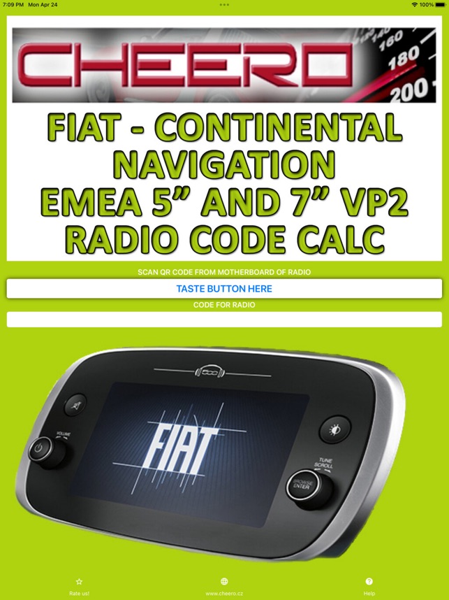 RADIO CODE for FIAT EMEA 7inch on the App Store