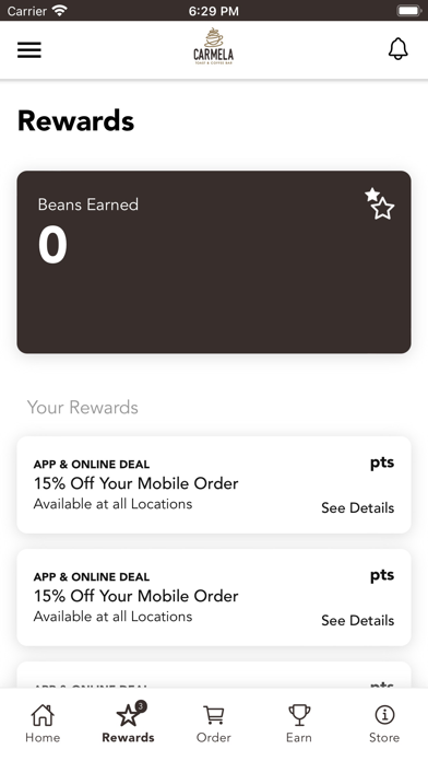 Carmela Coffee Company Screenshot