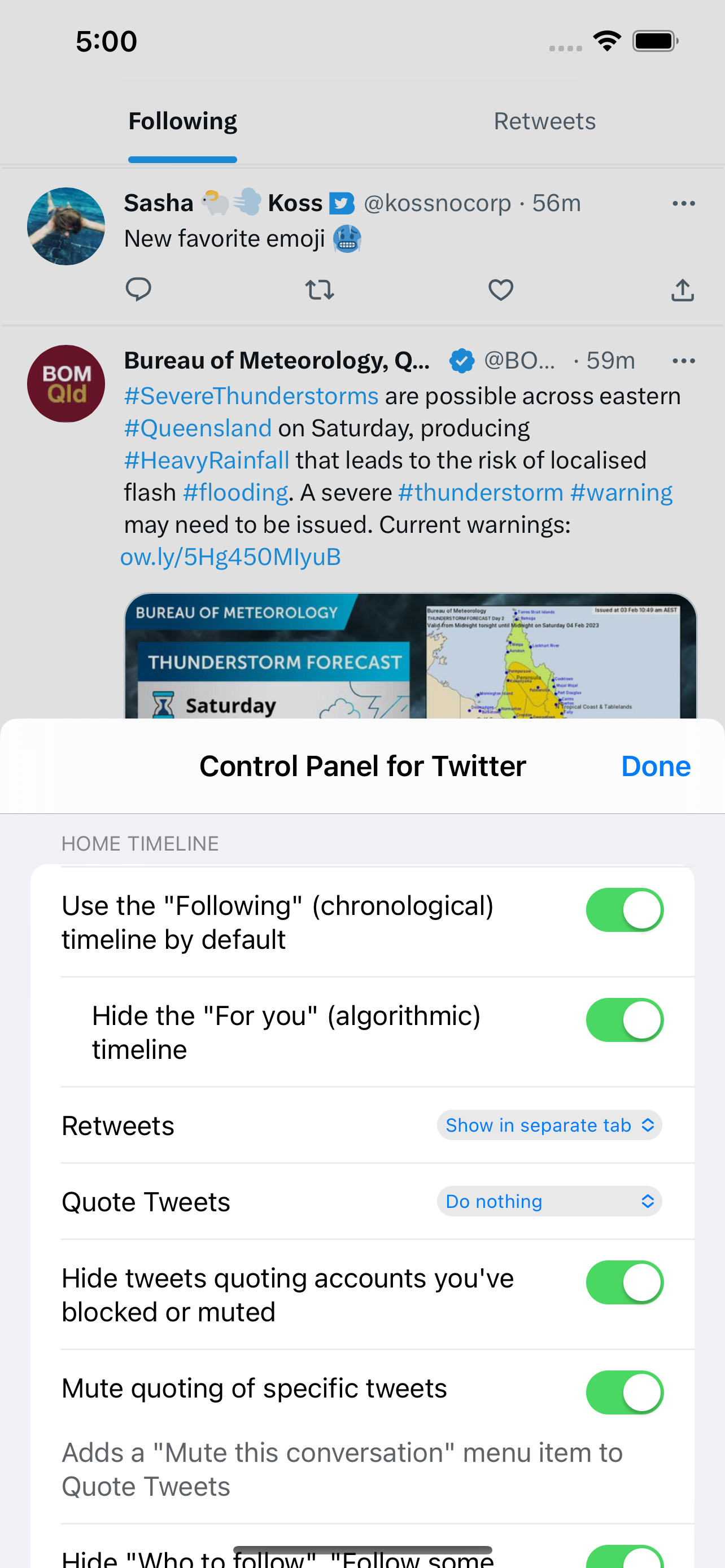 Control Panel for Twitter