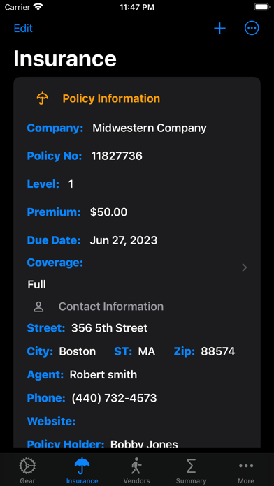 Photo Gear Database Screenshot