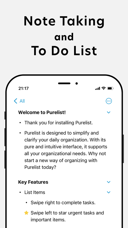 #1. Purelist: Notes & Tasks (macOS) 게시자: Shintaro Miyake