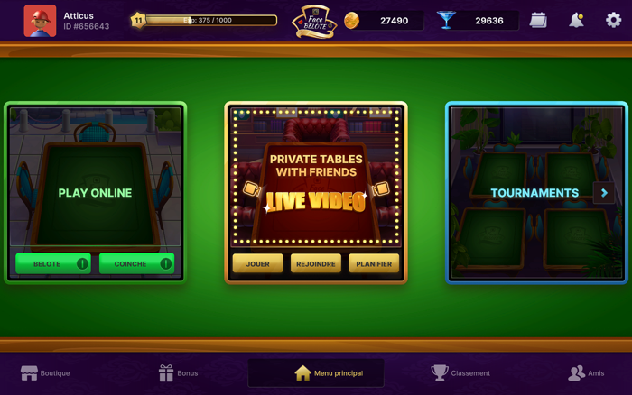 FaceBelote - Belote and Coinche